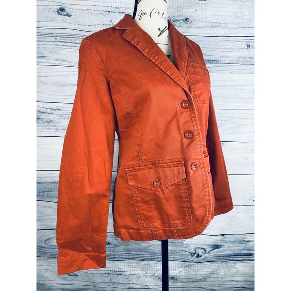 Eddie Bauer Jacket Womens 2p Long Sleeve Lapel Pockets Lightweight Orange - Picture 5 of 14